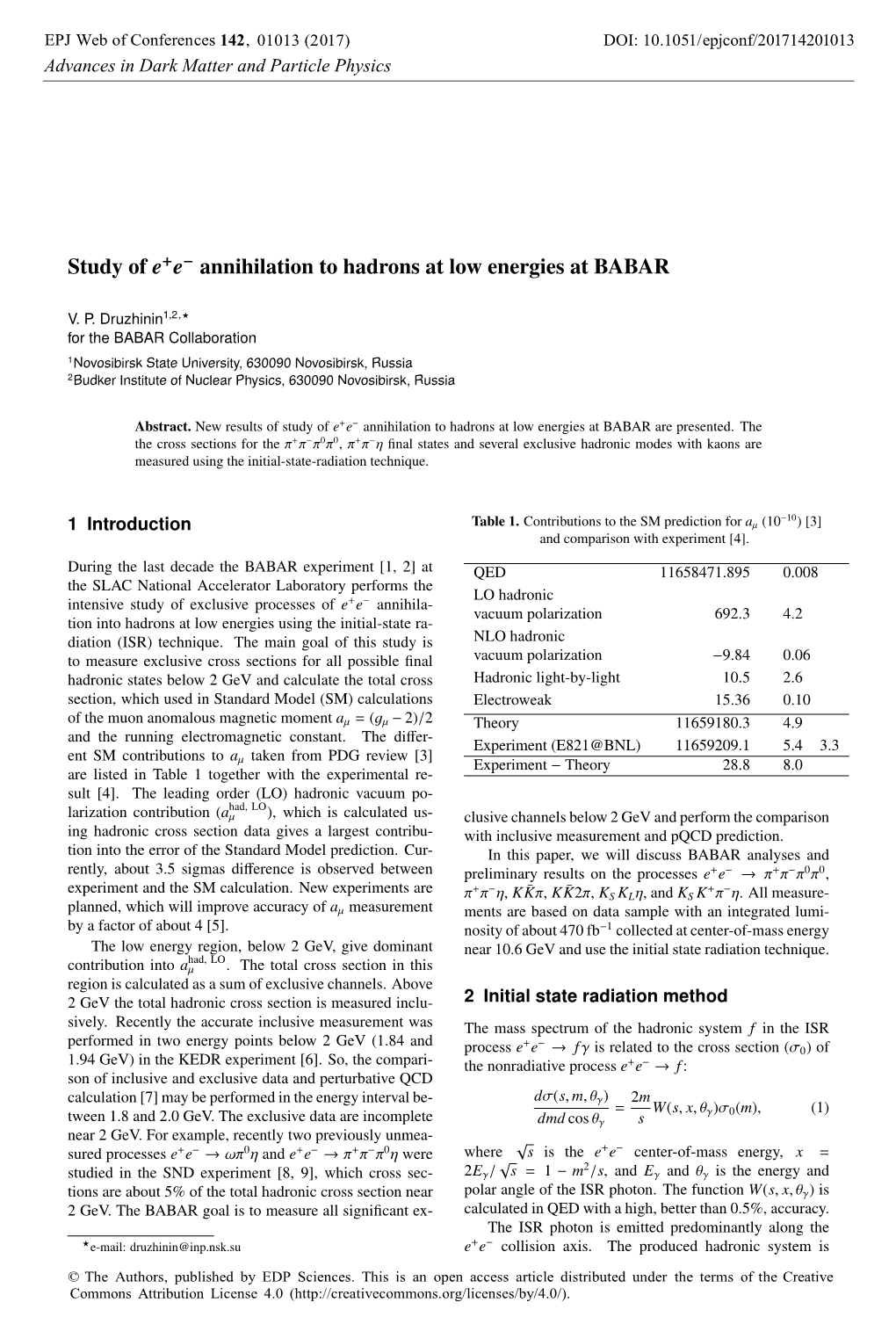 Study of E+E− Annihilation to Hadrons at Low Energies at BABAR