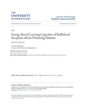 Energy-Based Carrying Capacities of Bufflehead Bucephala Albeola Wintering Habitats Richard A