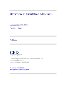 Overview of Insulation Materials