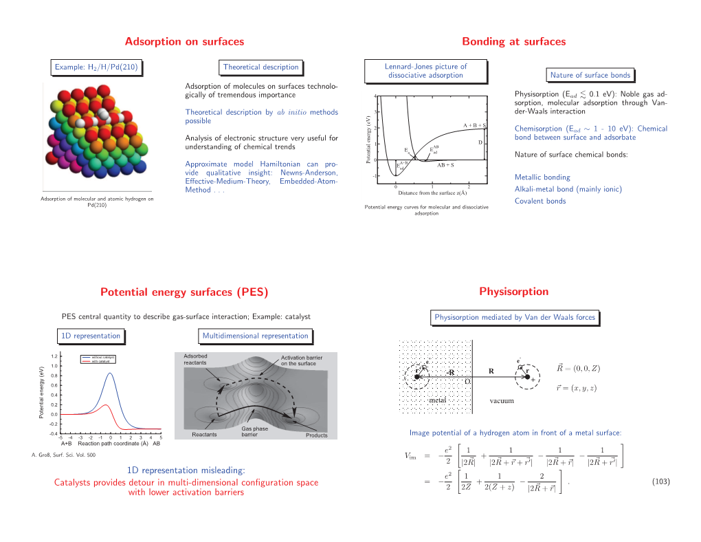 Adsorption On Surfaces Bonding At Surfaces Potential Energy - DocsLib