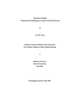 Evaluating Creek Daylighting As a Means of Urban Conservation