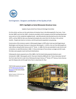 Early Minnesota Streetcar Lines