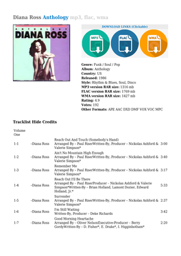 Diana Ross Anthology Mp3, Flac, Wma