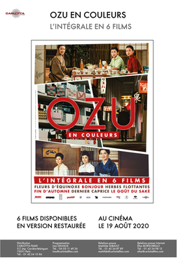 Ozu En Couleurs L’Intégrale En 6 Films