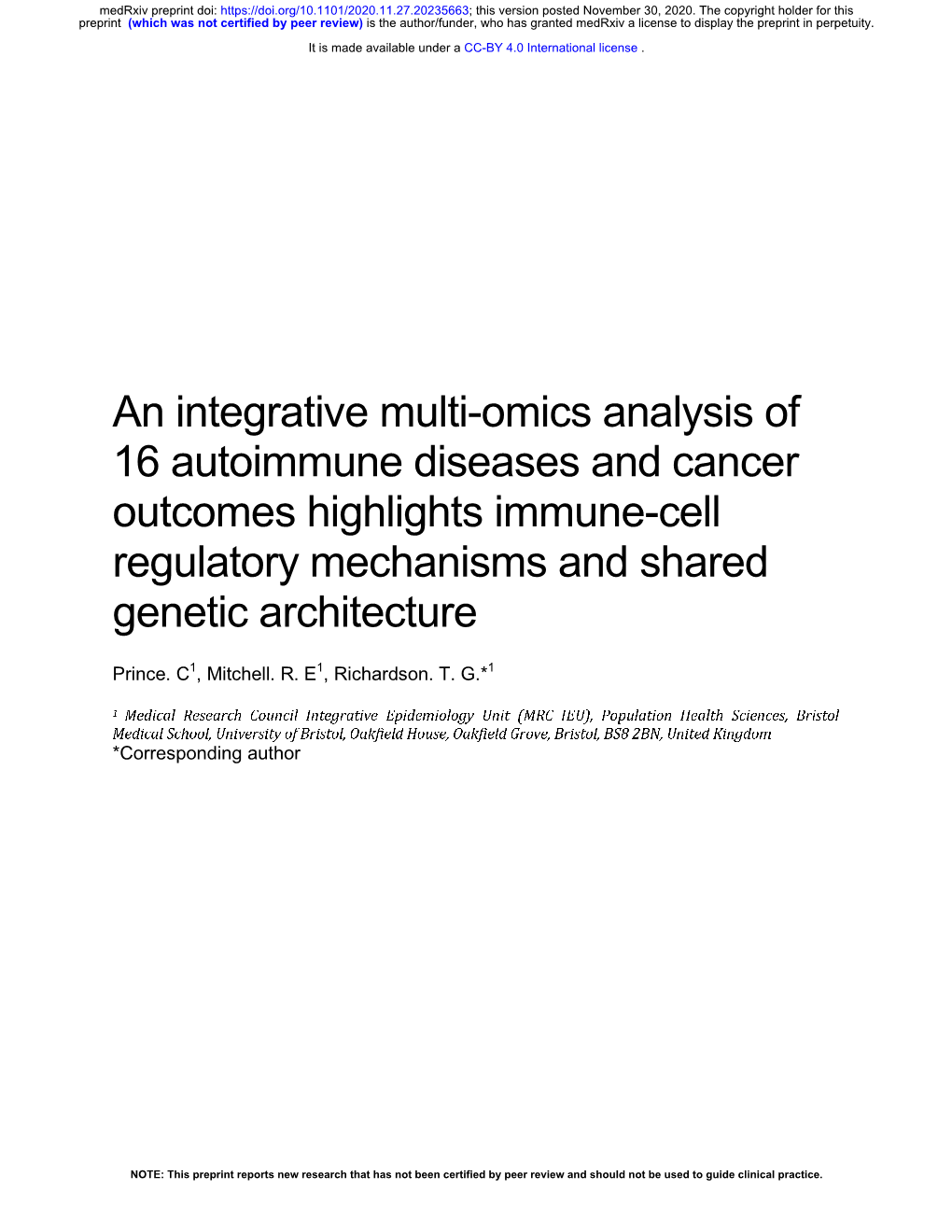 An Integrative Multi-Omics Analysis of 16 Autoimmune Diseases and Cancer Outcomes Highlights Immune-Cell Regulatory Mechanisms and Shared Genetic Architecture