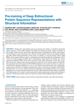 Pre-Training of Deep Bidirectional Protein Sequence Representations with Structural Information