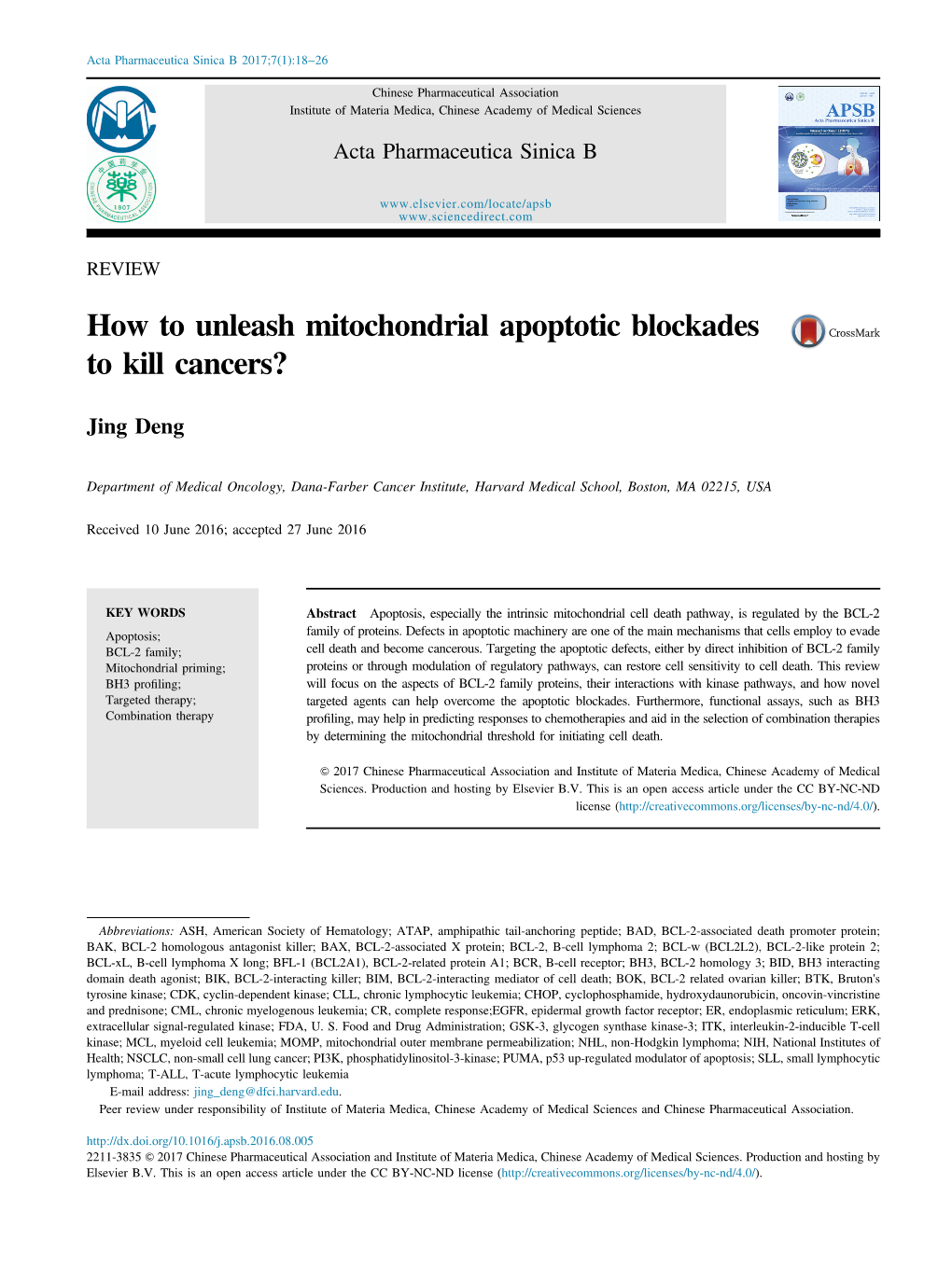 How to Unleash Mitochondrial Apoptotic Blockades to Kill Cancers?