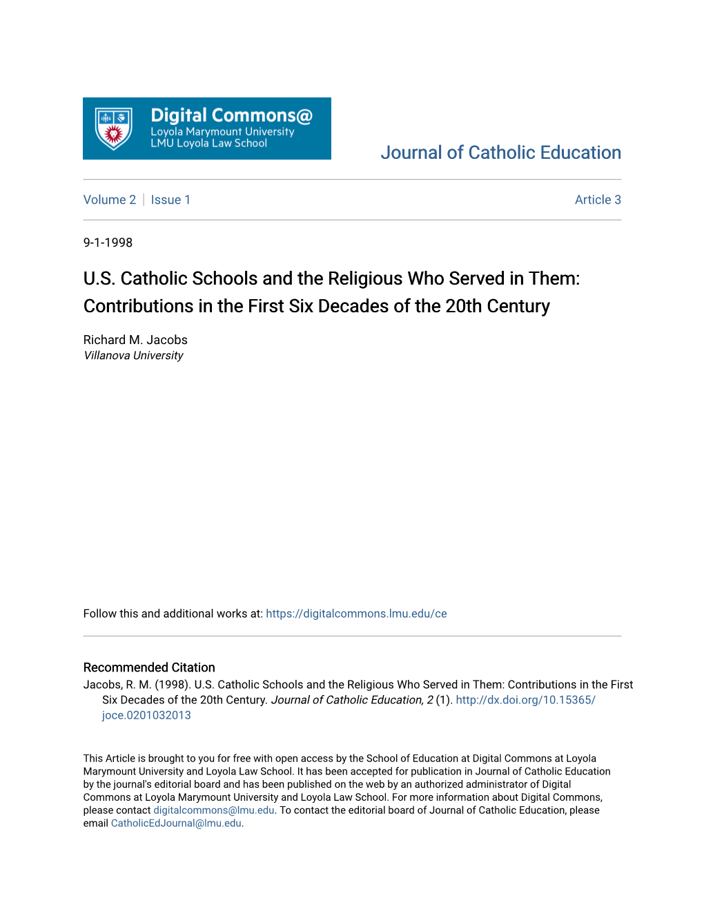 US Catholic Schools and the Religious