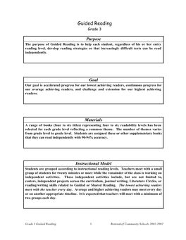 Guided Reading Grade 3