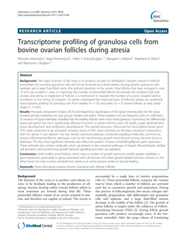 Transcriptome Profiling of Granulosa Cells from Bovine Ovarian Follicles