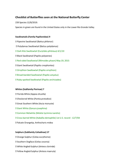 NBC Butterfly Checklist