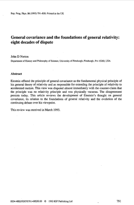 General Covariance and the Foundations of General Relativity: Eight Decades of Dispute