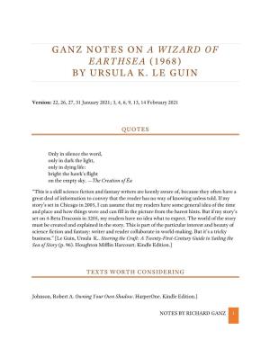 Ganz Notes on a Wizard of Earthsea (1968) by Ursula K