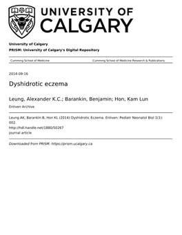 Dyshidrotic Eczema