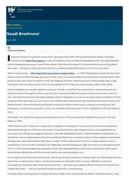 'Saudi Brezhnevs' | the Washington Institute
