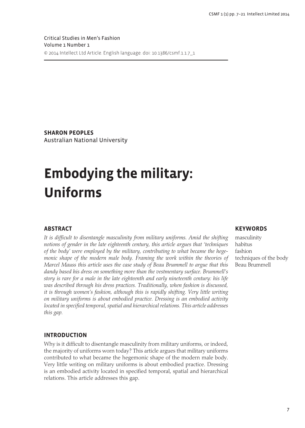 Embodying the Military: Uniforms