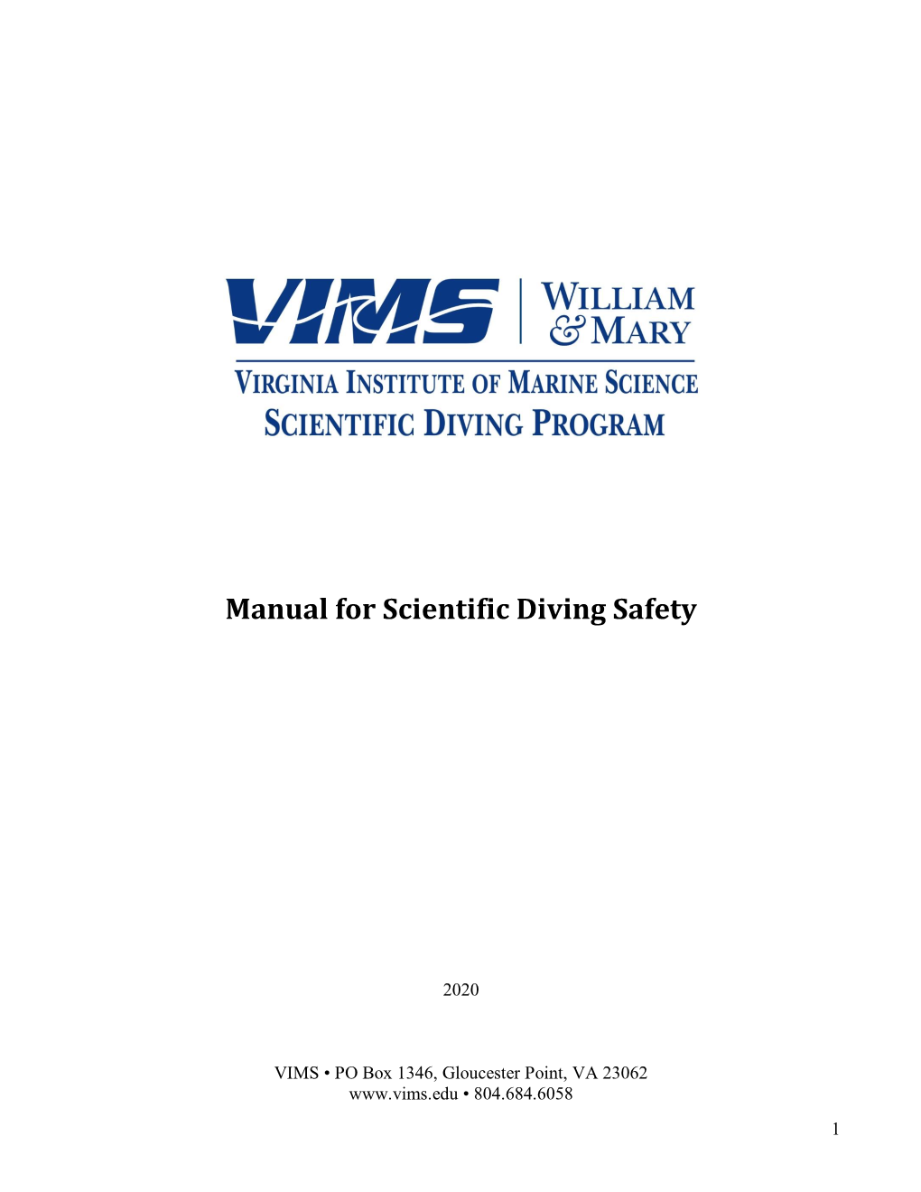 Manual for Scientific Diving Safety