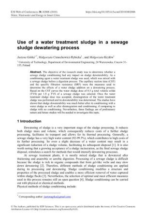 Use of a Water Treatment Sludge in a Sewage Sludge Dewatering Process