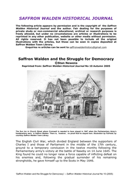 Saffron Walden and the Struggle for Democracy