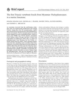 Brief Report Acta Palaeontologica Polonica 64 (2): 357–362, 2019