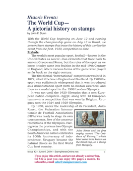The World Cup— a Pictorial History on Stamps by John F