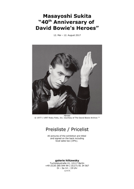 Masayoshi Sukita “40Th Anniversary of David Bowie's Heroes”
