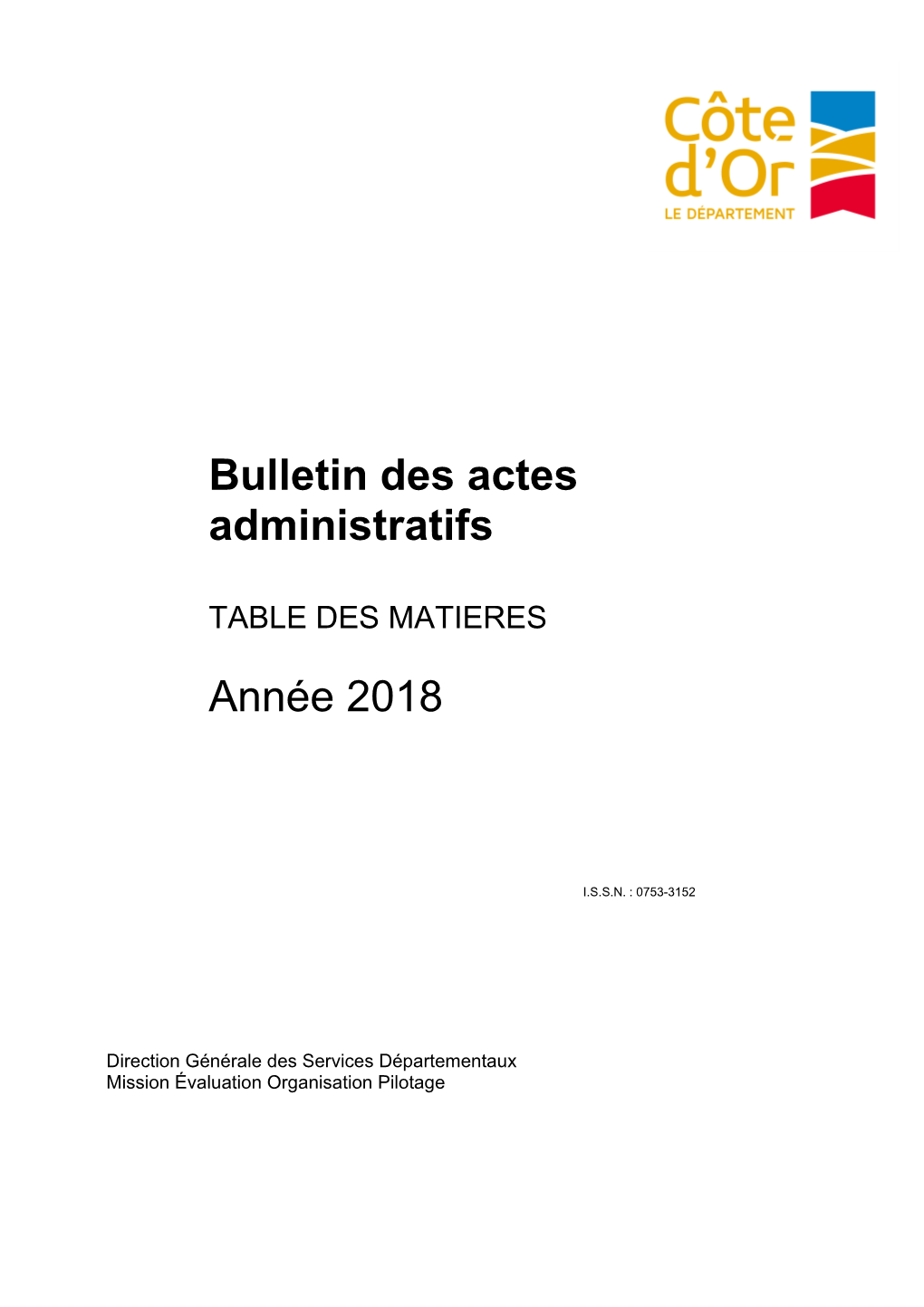 Sommaire Bulletin Des Actes Administratifs 2018