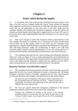 Report: Inquiry Into Matters Relating to the Establishment of an Australian