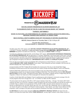 2019 Nfl Kickoff Presented by Ea