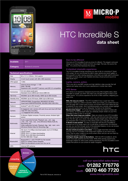 HTC Incredible S Data Sheet
