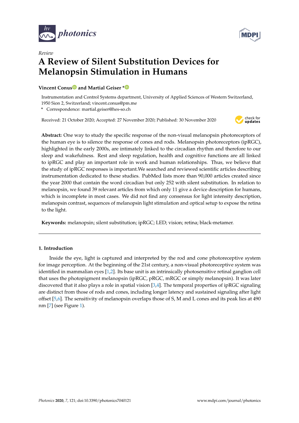 A Review of Silent Substitution Devices for Melanopsin Stimulation in Humans