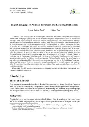 English Language in Pakistan: Expansion and Resulting Implications