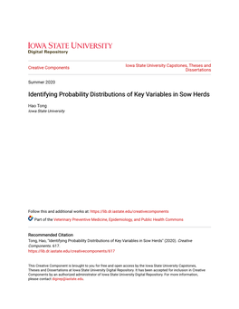 Identifying Probability Distributions of Key Variables in Sow Herds