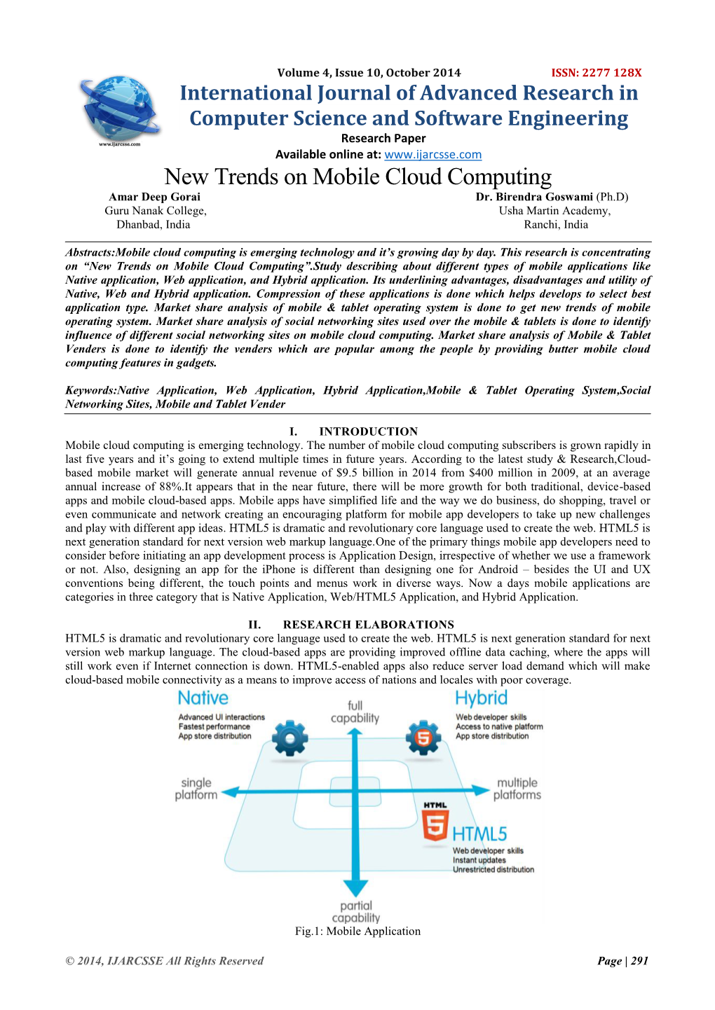 New Trends on Mobile Cloud Computing Amar Deep Gorai Dr