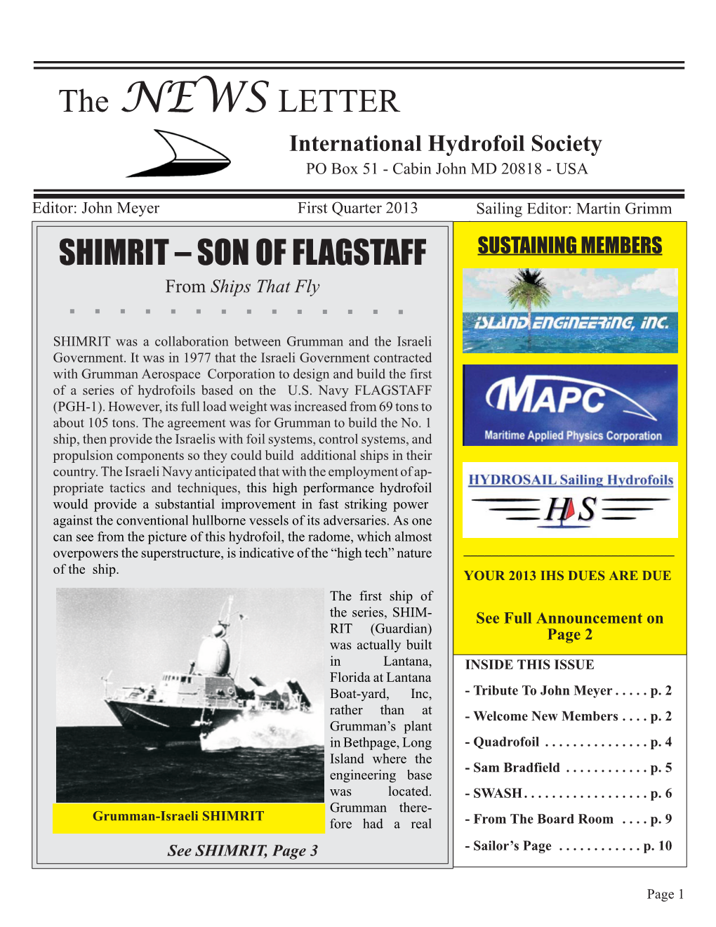 2013 IHS Newsletter
