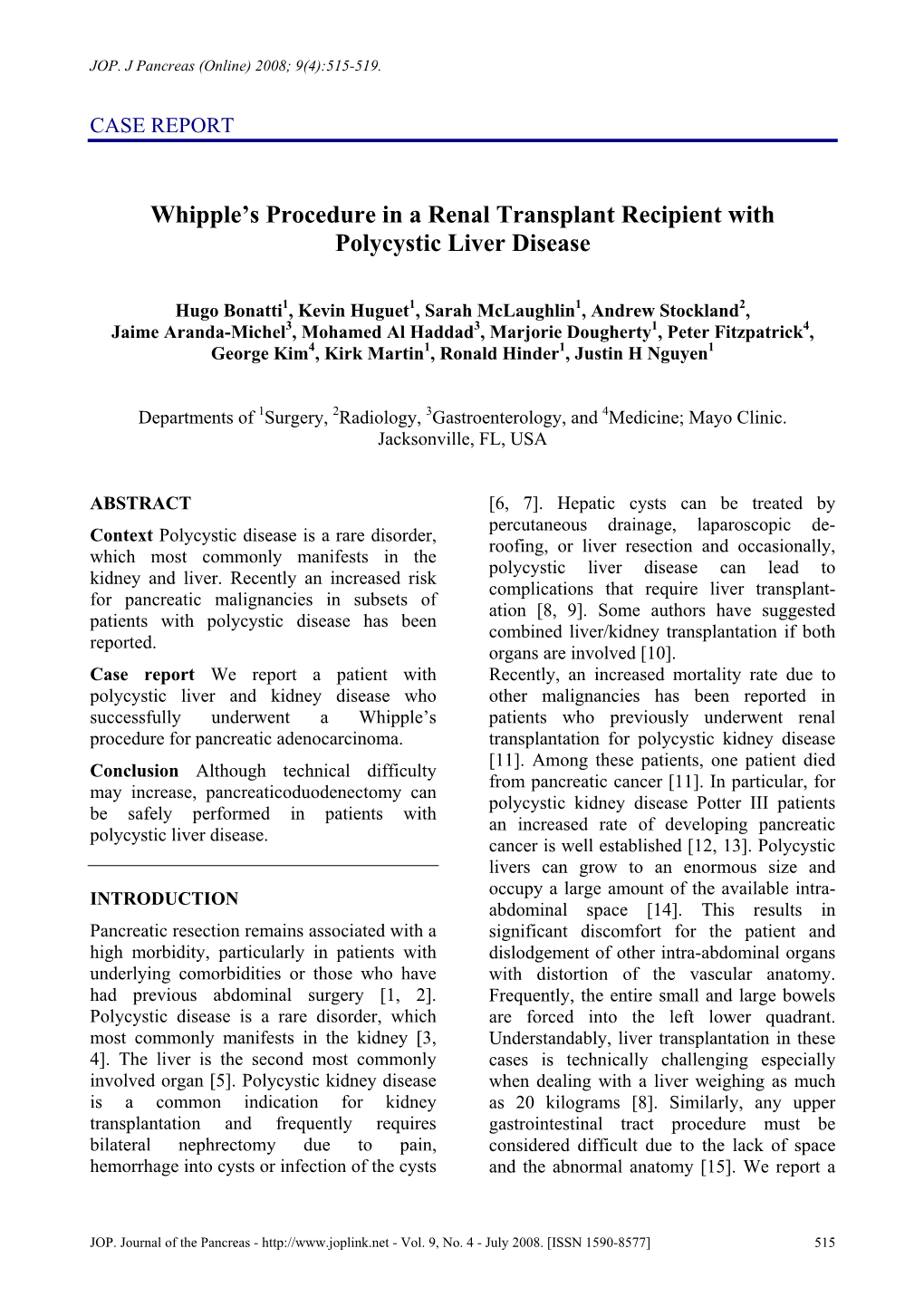 Whipple's Procedure in a Renal Transplant Recipient with Polycystic