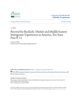 Beyond the Backlash: Muslim and Middle Eastern Immigrants' Experiences in America, Ten Years Post-9/11 Gregory J