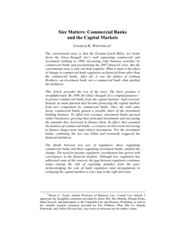 Commercial Banks and the Capital Markets