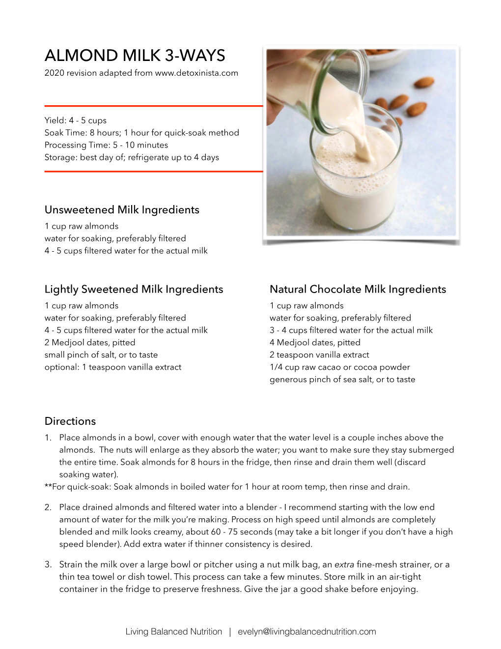 ALMOND MILK 3-WAYS 2020 Revision Adapted From