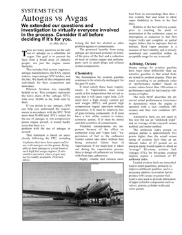 Autogas Vs Avgas Vapor (Bubbles) to Form in the Fuel Lines