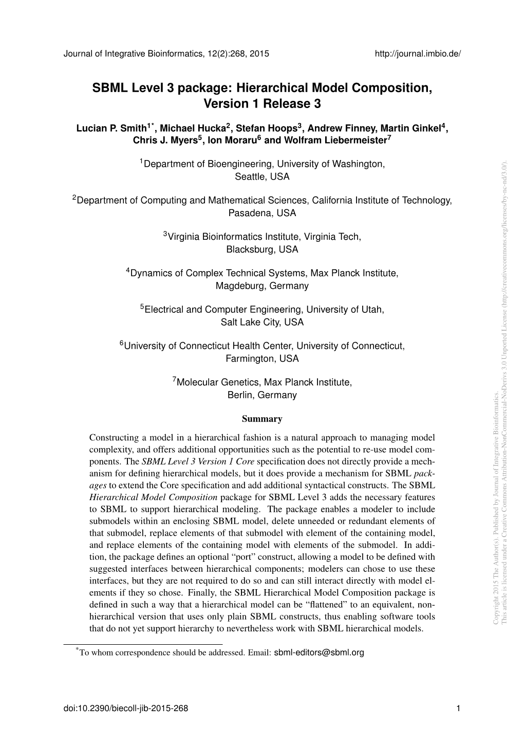 SBML Level 3 Package: Hierarchical Model Composition, Version 1 Release 3