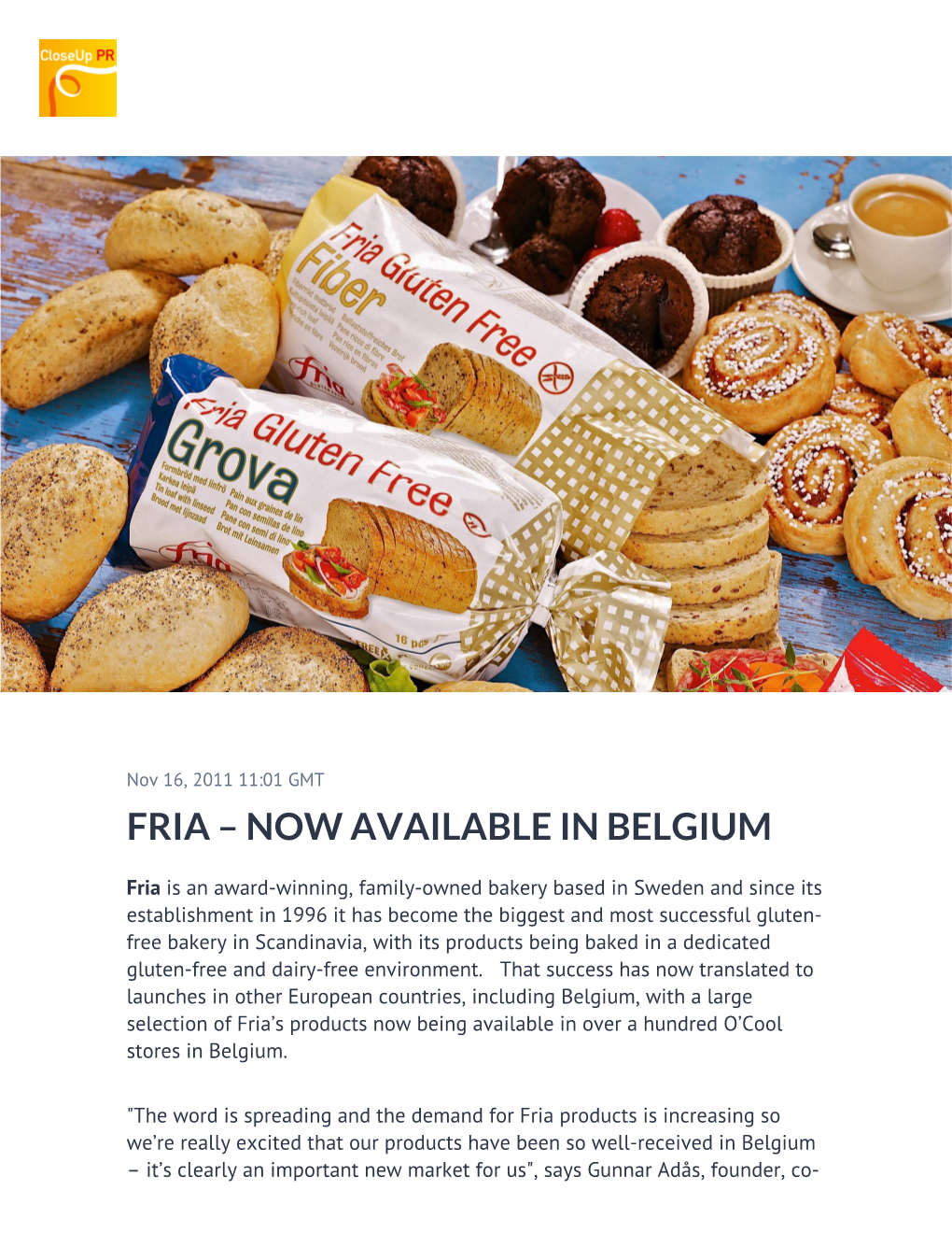 Fria – Now Available in Belgium