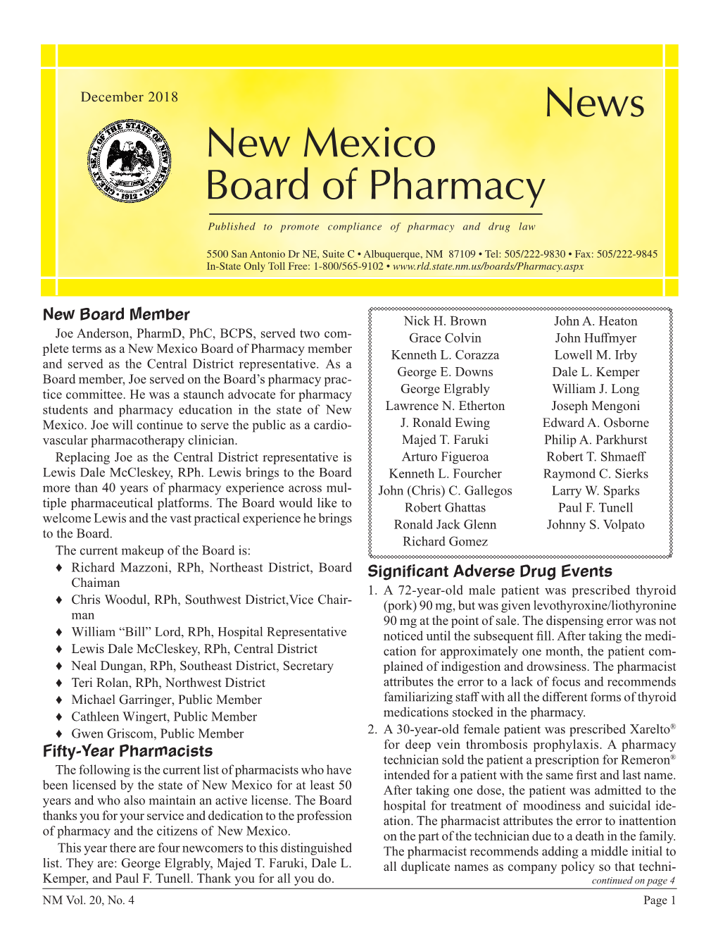 News New Mexico Board of Pharmacy