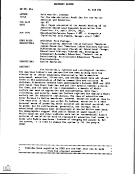 Apr 92 NOTE 14P.; Paper Presented at the Annual Meetingof the American Educational Research Association (San Francisro, CA, April 20-24, 1992)