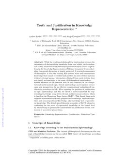 Truth and Justification in Knowledge Representation ⋆