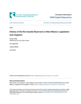 History of the Rio Grande Reservoirs in New Mexico: Legislation and Litigation
