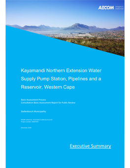 Kayamandi Northern Extension Water Supply Pump Station, Pipelines and a Reservoir, Western Cape