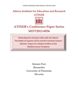 ATINER's Conference Paper Series MDT2012-0036