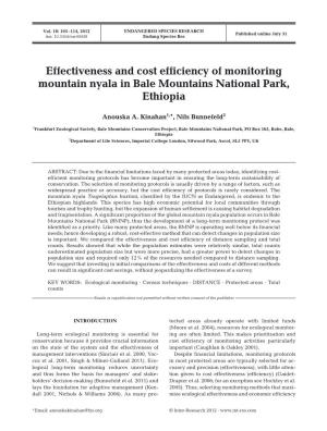Effectiveness and Cost Efficiency of Monitoring Mountain Nyala in Bale Mountains National Park, Ethiopia