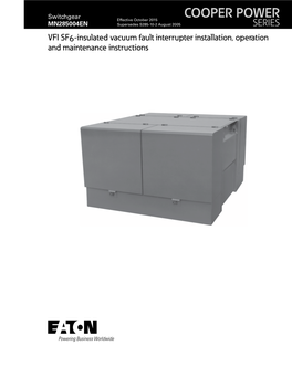 VFI SF6-Insulated Vacuum Fault Interrupter Instructions